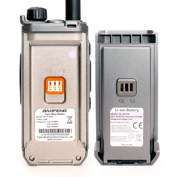 Комплект раций Baofeng RD-55 Pro 2 шт. 10W IP54 2500 мАч GPS Bluetooth Type-C Серый