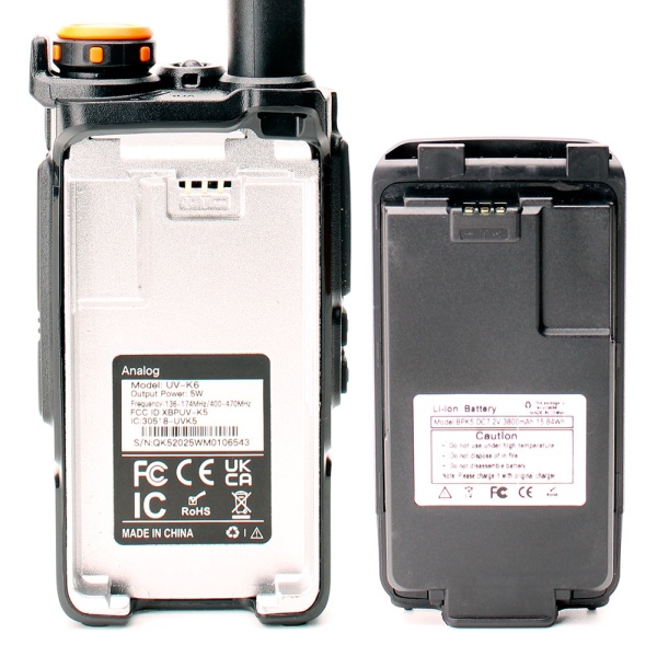 Рация Quansheng UV-K6/UV-K5(8) V3 5W IP54 1600 мАч Type-C Черный