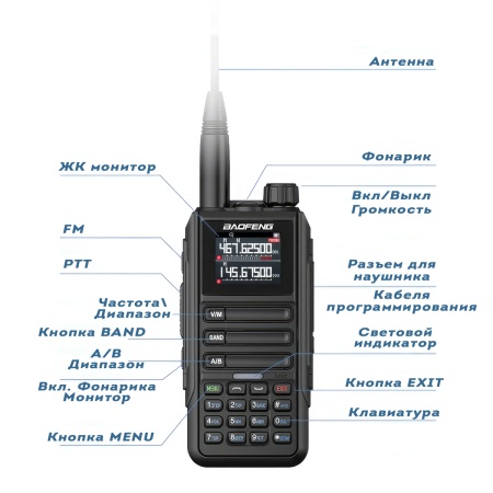Рация Baofeng UV-16M 10W IP54 2500 мАч Type-C Черный