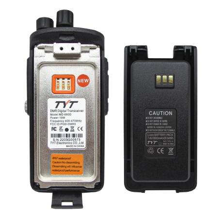 Цифровая рация TYT MD-680D, AES-256, 10W, IP67, 3600 мАч, Type-C, UHF, черный