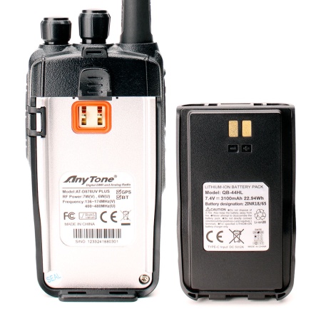 Цифровая рация Anytone AT-D878UV PLUS, AES-256, 7W, IP54, 3100 мАч, TYPE-C, GPS, черный