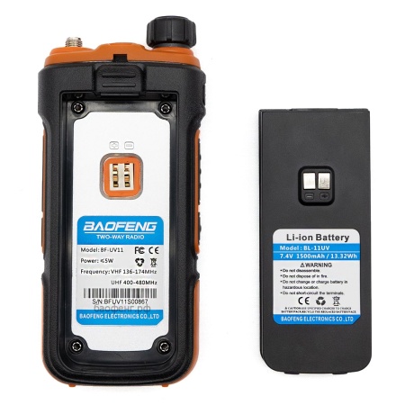 Рация Baofeng BF-UV11 5W IP54 1500 мАч Type-C Черный