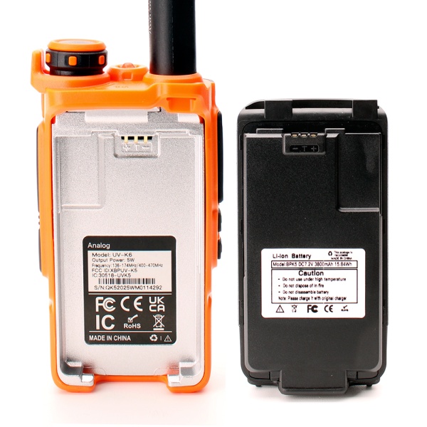Рация Quansheng UV-K6/UV-K5(8) V3 5W IP54 1600 мАч Type-C Оранжевый