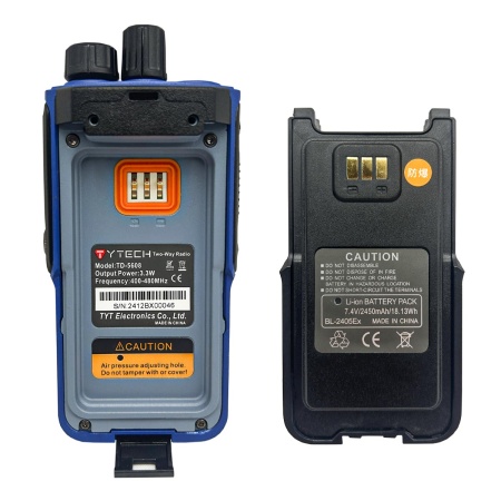 Взрывозащищенная рация TYTech TD-5608, ATEX Ex, AES-256, 10W, IP6X, 2450 мАч, UHF, синий