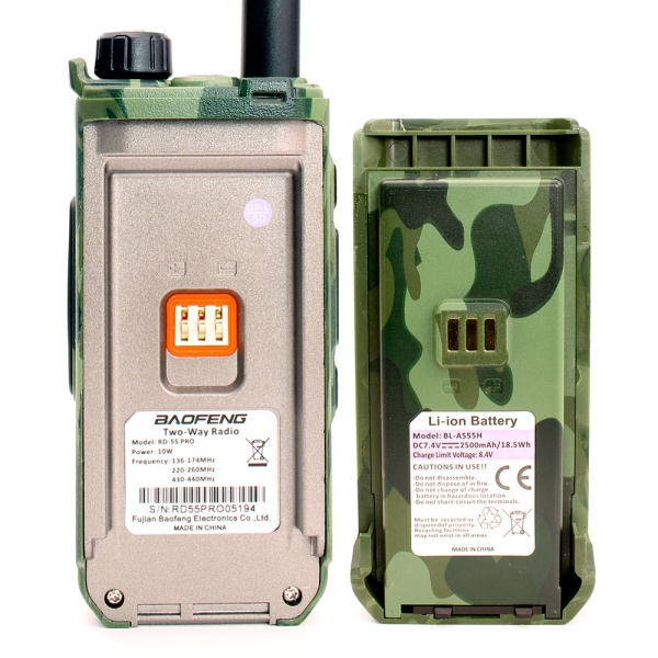Комплект раций Baofeng RD-55 Pro 2 шт. 10W IP54 2500 мАч GPS Bluetooth Type-C Зеленый Камуфляж