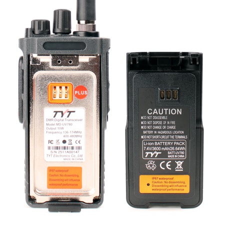 Цифровая рация TYT MD-UV780, AES-256, 10W, IP67, 3600 мАч, Type-C, черный