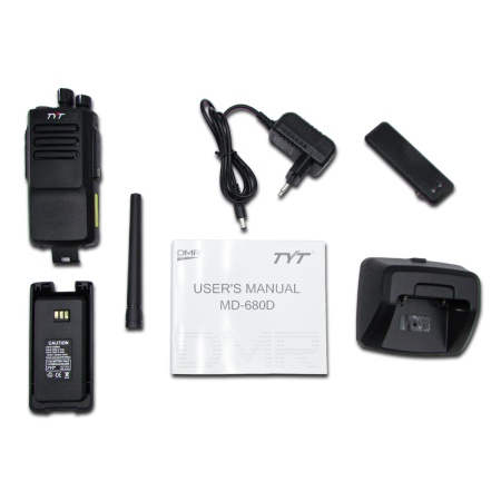 Цифровая рация TYT MD-680D, AES-256, 10W, IP67, 3600 мАч, Type-C, UHF, черный