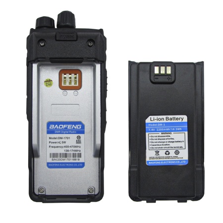 Цифровая рация Baofeng DM-1701A, AES-128, 5W, IP54, 2200 мАч, черный