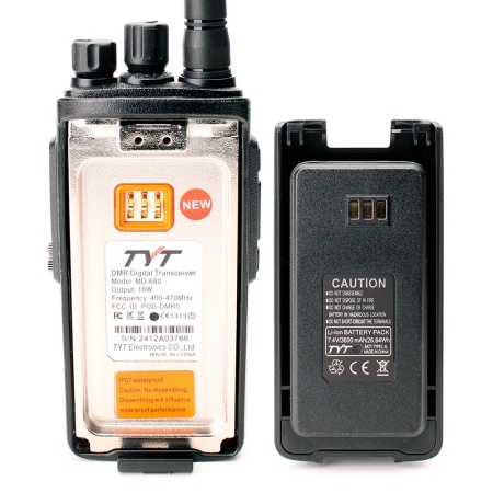 Цифровая рация TYT MD-680, AES-256, 10W, IP67, 3600 мАч, Type-C, UHF, черный
