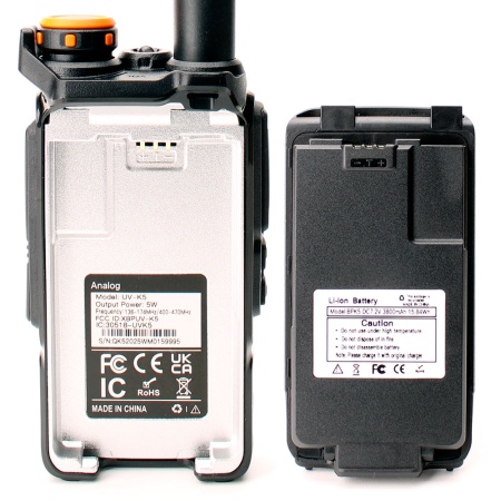 Рация Quansheng UV-K5 V1, 5W, IP54, 1600 мАч, TYPE-C, черный