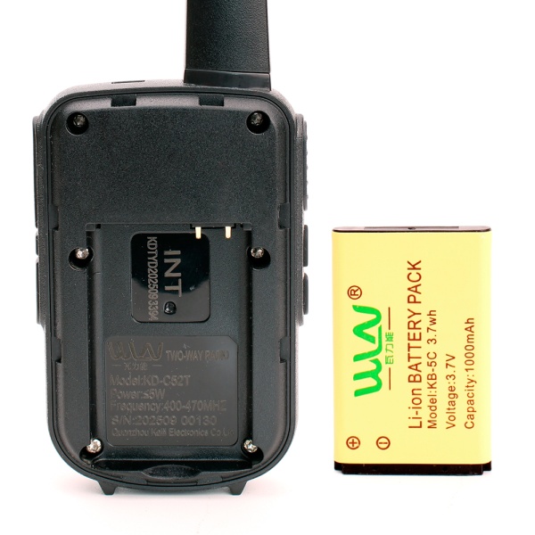 Комплект раций WLN KD-C52 5W IP54 1000 мАч Micro-USB Черный